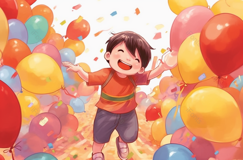 快乐的小男孩庆祝六一儿童节插画,插画/手绘图,插画/手绘图库,插画/手绘图下载,插画/手绘